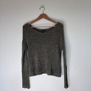 American Eagle Olive Green Chunky Loose Knit Pullover Sweater Coastal Boho Small